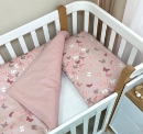 Set lenjerie de schimb pentru patut bebe 3 piese Fluturi roz (3)